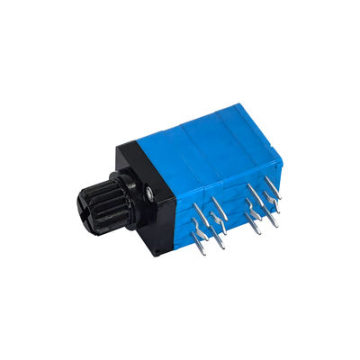RV97 Motorized Rotary Potentiometer Horizontal Quad Gang Unequal Foot Distance 2.5*5.0mm Sealed Plastic Shaft Volume Control